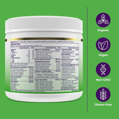 Paradise Herbs ORAC Energy Greens organic certification seal signals clean nutrition.