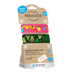 PARA'KITO wristbands with avocado refills for comfortable, water-friendly protection