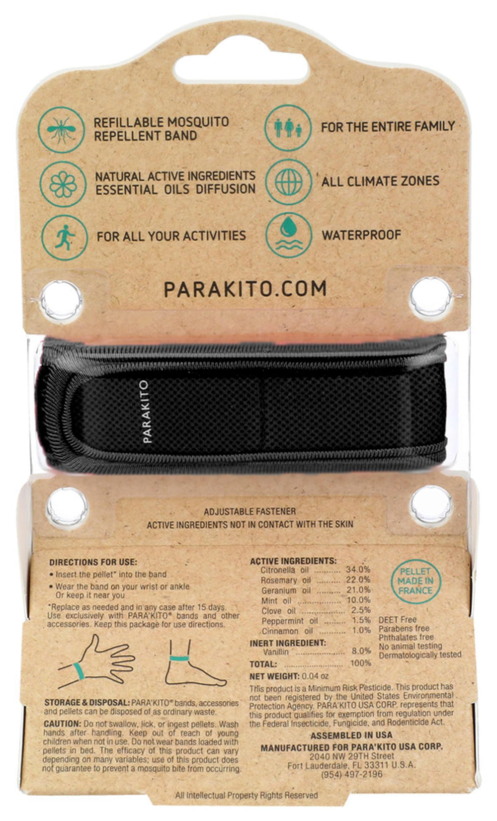 PARA'KITO spray mist on skin before outdoor activities for quick refreshment.