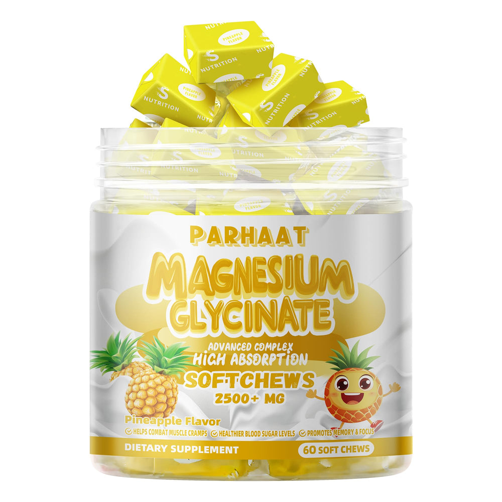 Parhaat product image ingredients showing magnesium glycinate, vitamin D, B6, CoQ10