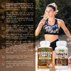 Parker Naturals turkey tail capsules with water illustrating easy daily use