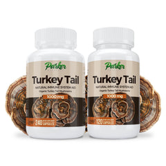 Parker Naturals turkey tail bottle label showcasing purity and standards
