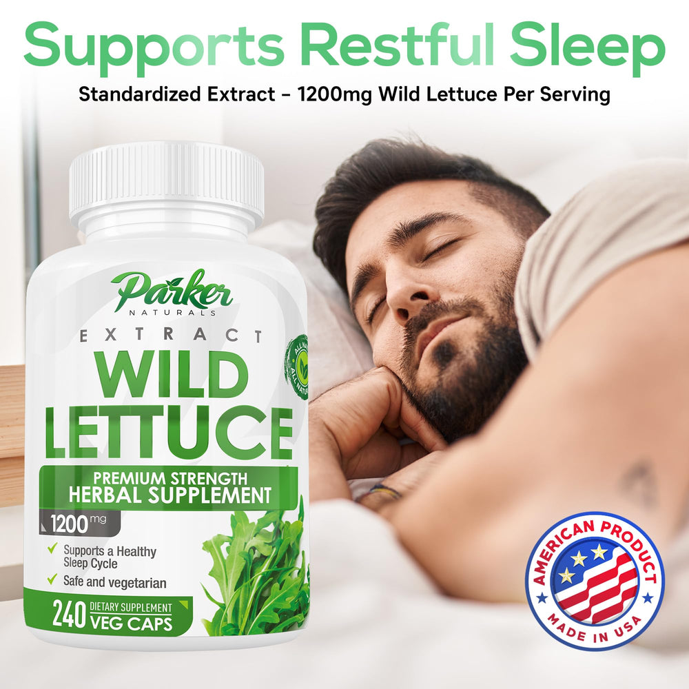 Parker Naturals Wild Lettuce Extract label highlights GMP-compliant production.