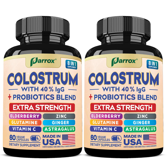 Parrox Bovine Colostrum Capsules in bottle for daily immune support.