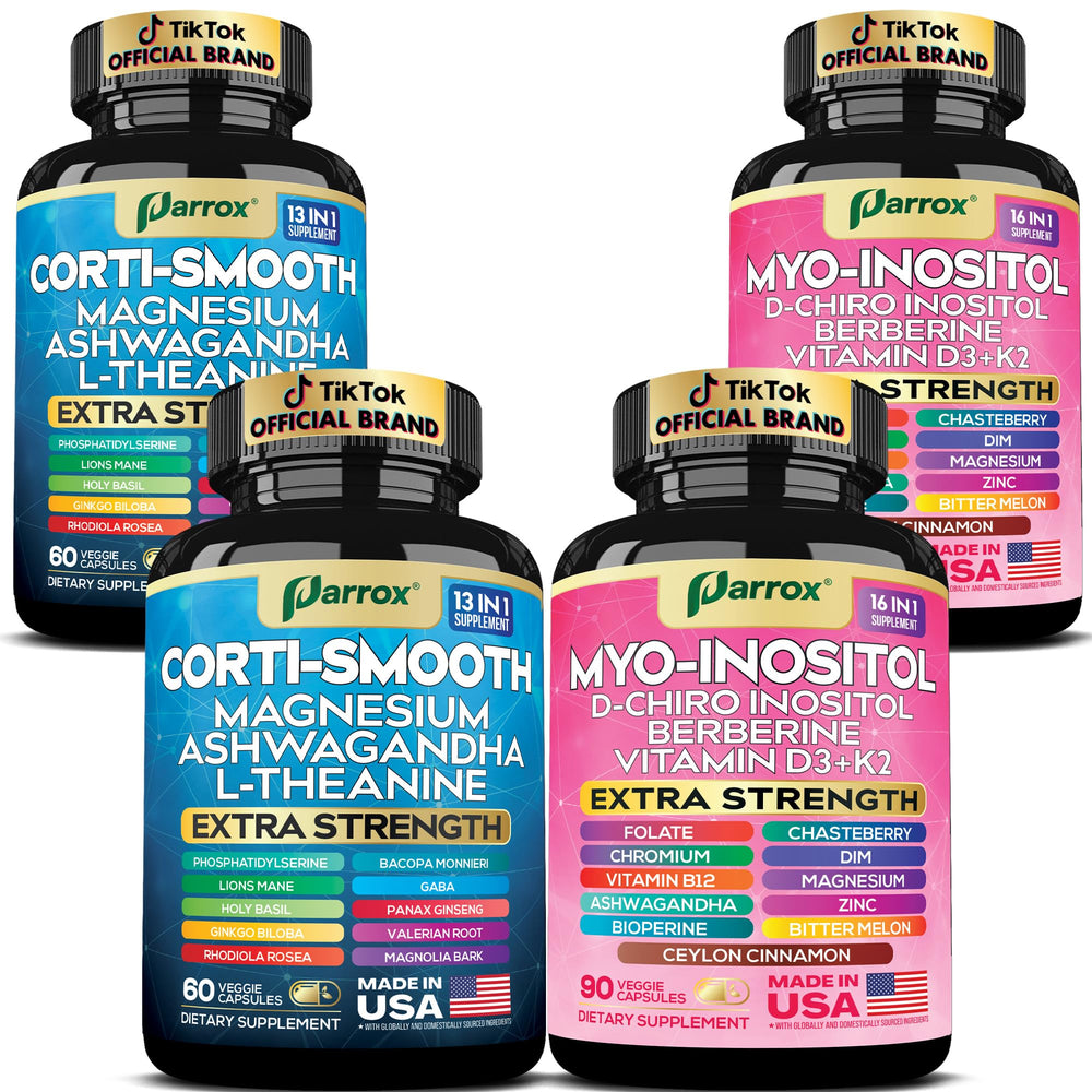 Parrox cortisol balance bottle shown for daily calm and balanced mood.