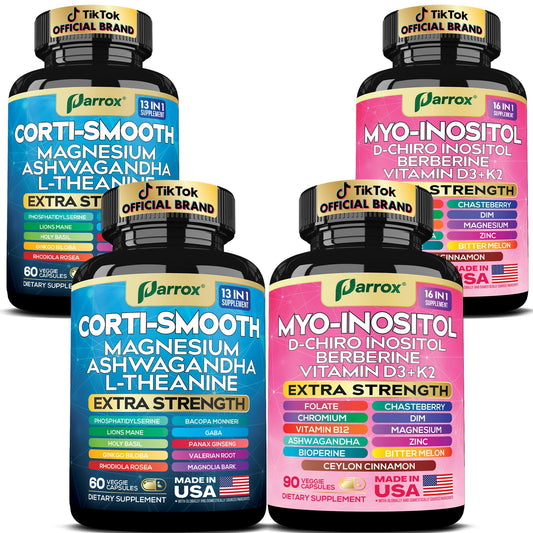Parrox cortisol balance bottle shown for daily calm and balanced mood.