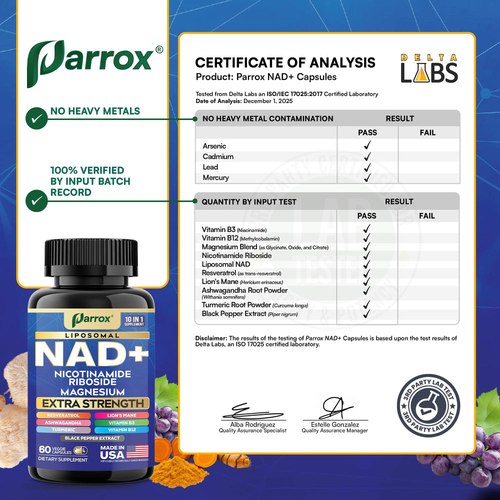 Parrox daily-use bottle promoting energy balance and focus during the day.