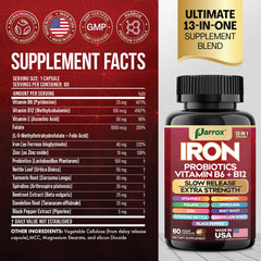 Parrox Elemental Iron capsules close-up highlighting slow-release formula.