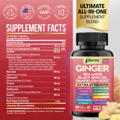 Parrox Ginger 16-in-1 capsules closeup highlights compact, convenient daily nutrition