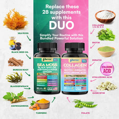 Two-formula capsule set displayed together emphasizes convenience and streamlined daily routine.