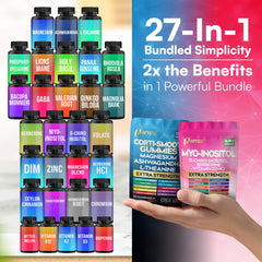 Mix-berry gummies with ingredient icons suggesting hormonal balance and mood support