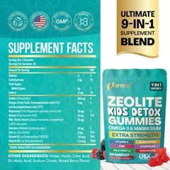 Parrox Zeolite Kids Gummies mixed berry flavor shown in bottle.
