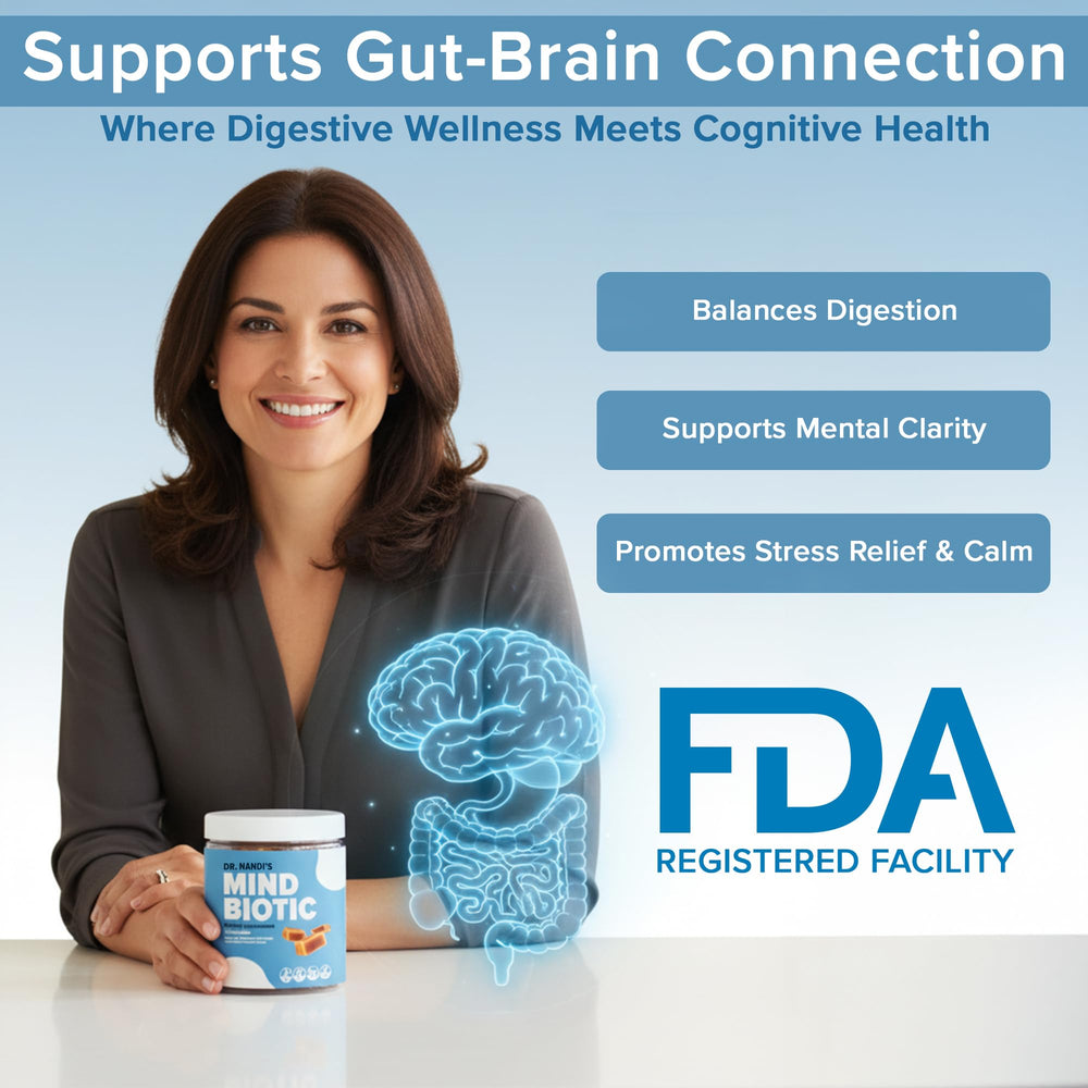 Partha Nandi MindBiotic probiotic-prebiotic blend supports gut-brain connection and digestion.