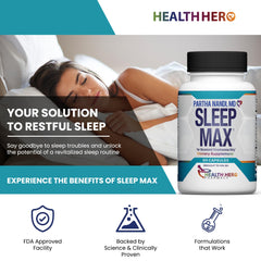 Partha Nandi Sleep Max bottle side view with capsules for calm nights
