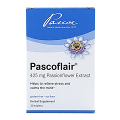 Pascoflair amber bottle ready for night-time use to support relaxation