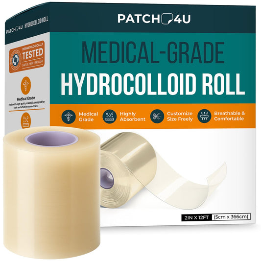Patch4U hydrocolloid roll for wound care with self-adhesive versatile protection for daily activities.