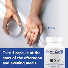 Patient One GI-One cap closeup emphasizing product safety and purity.