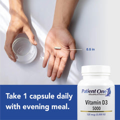 Patient One Vitamin D3 label with hypoallergenic formula detail