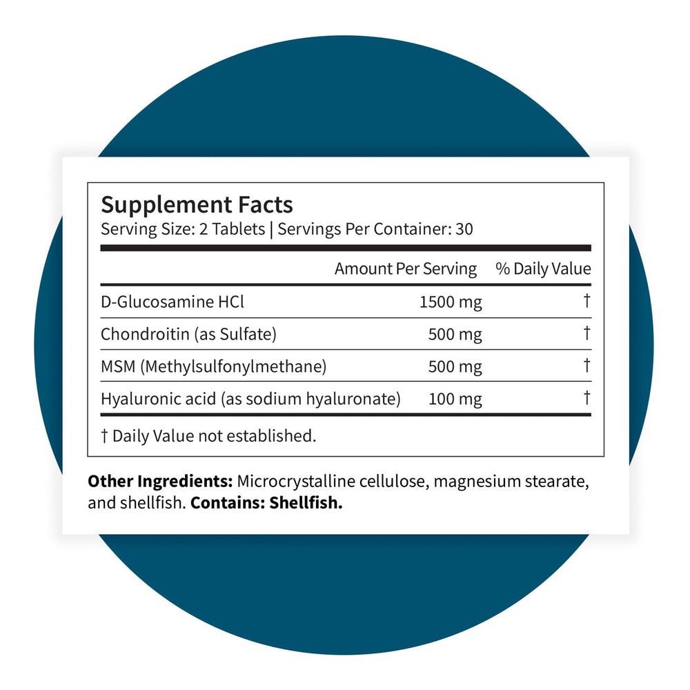 Pattern Wellness Glucosamine Chondroitin Complex box with nutrition facts for transparency.