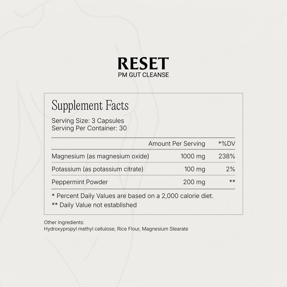 Paulina Fitness Reset PM capsules promote evening comfort and digestive ease for a relaxed night.
