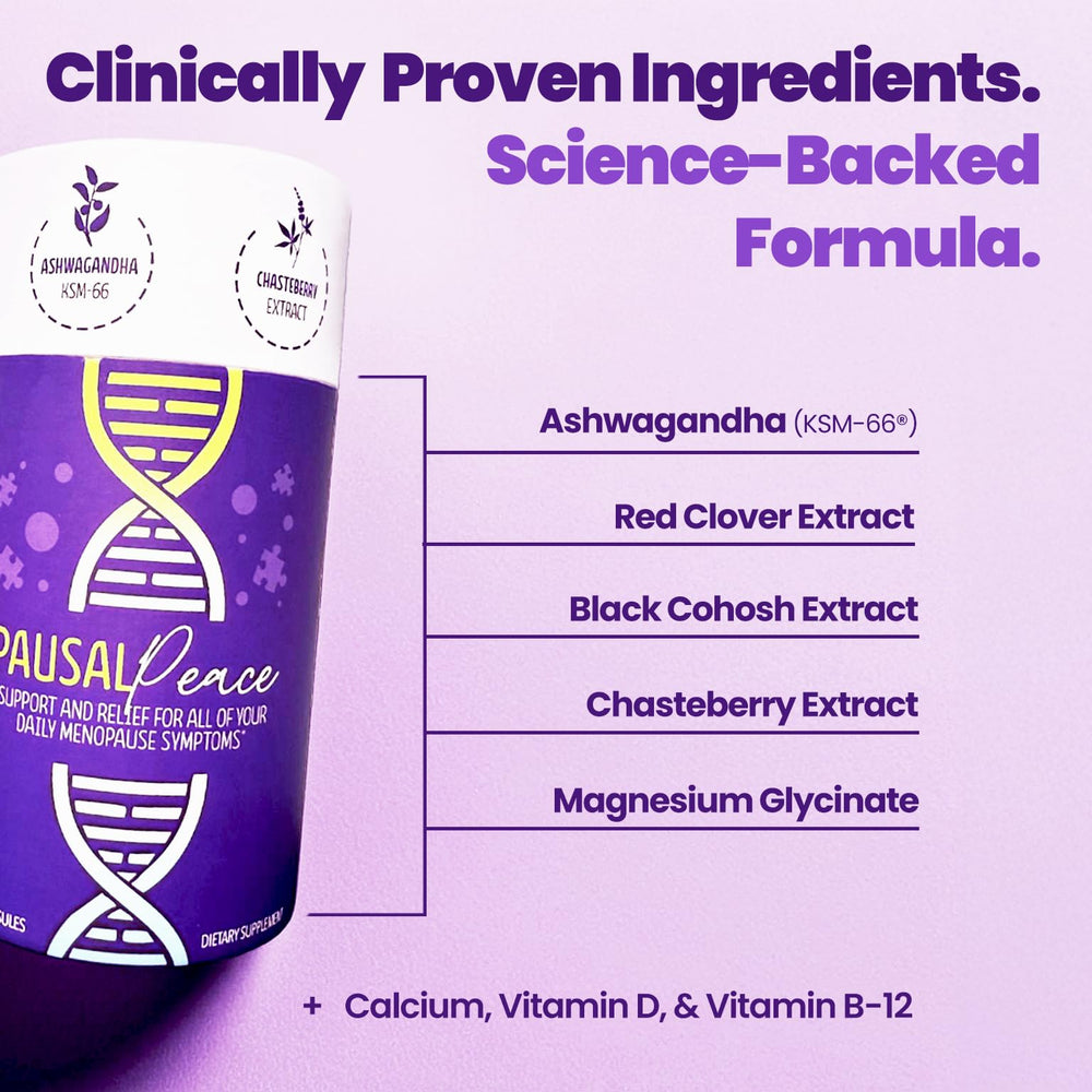 PausalPeace capsules closeup highlighting vegan capsules and precise dosages