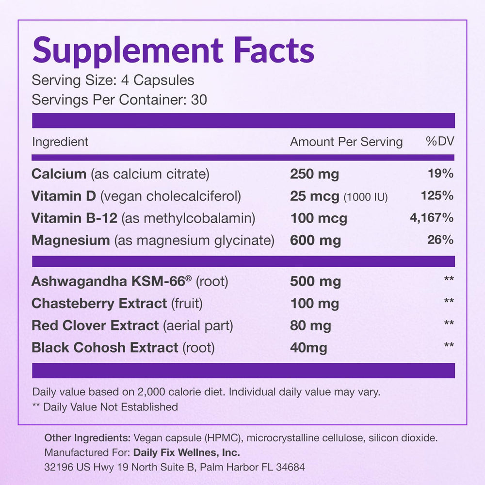 PausalPeace dosage schedule graphic illustrating twice-daily intake