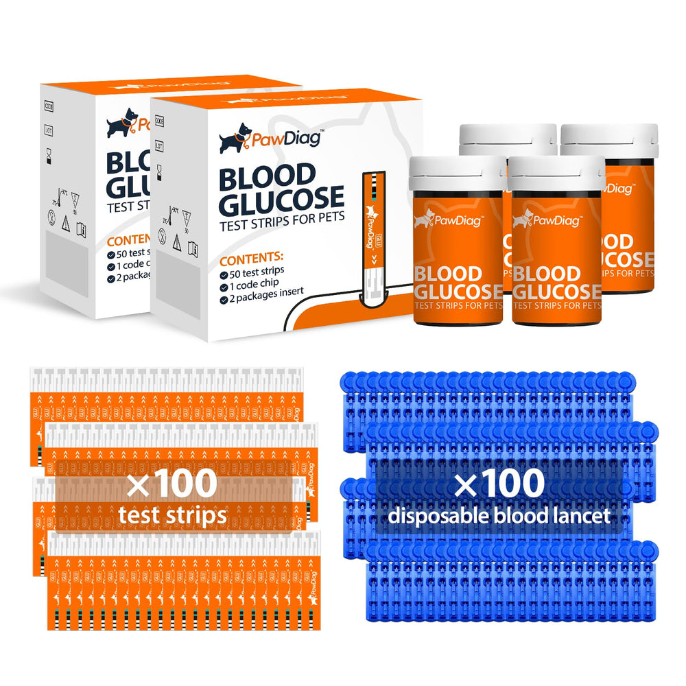 PAWDIAG pet glucose test strips for at-home readings with pets.