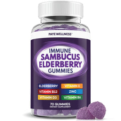 PAYÉ Elderberry Gummies bottle-front view for daily immune support and easy routine