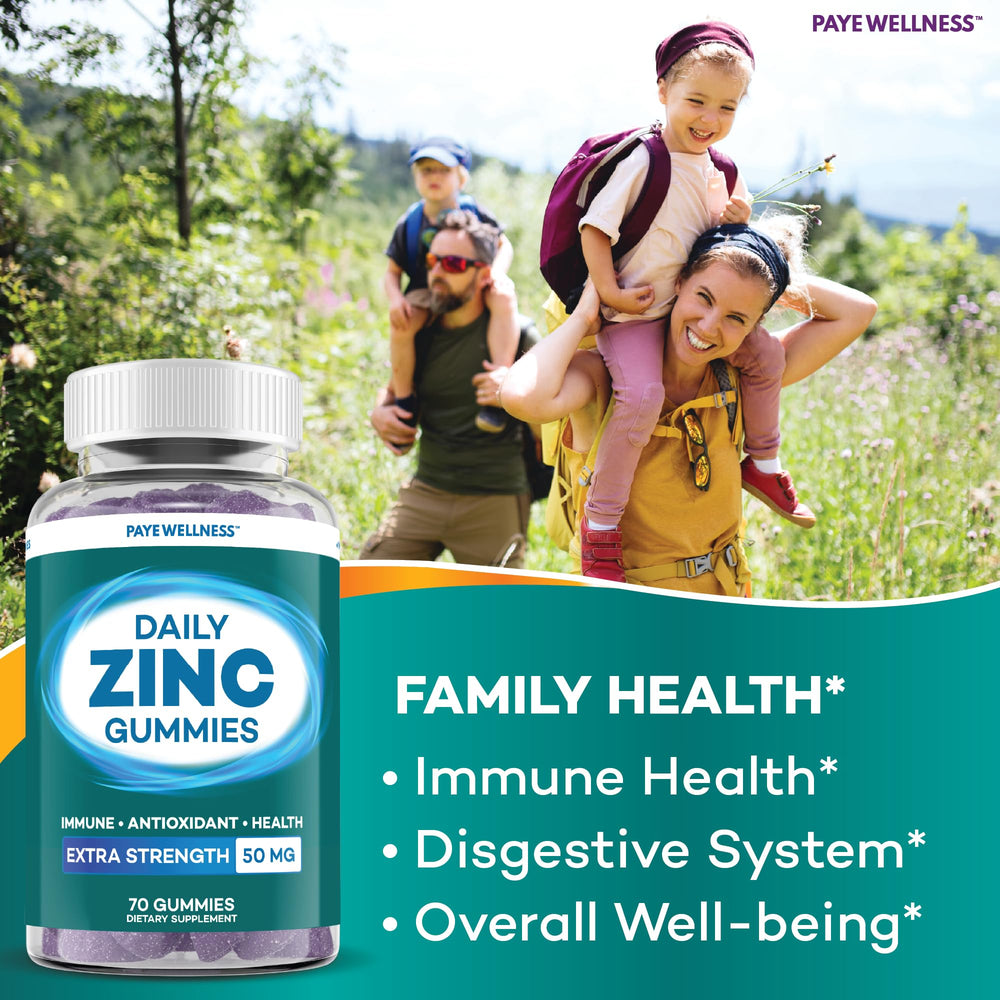 PAYÉ Zinc Gummies berry flavor close-up for easy daily dose.