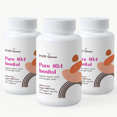 PCOS Queen Pure 40:1 Inositol bottle for daily cycle support.