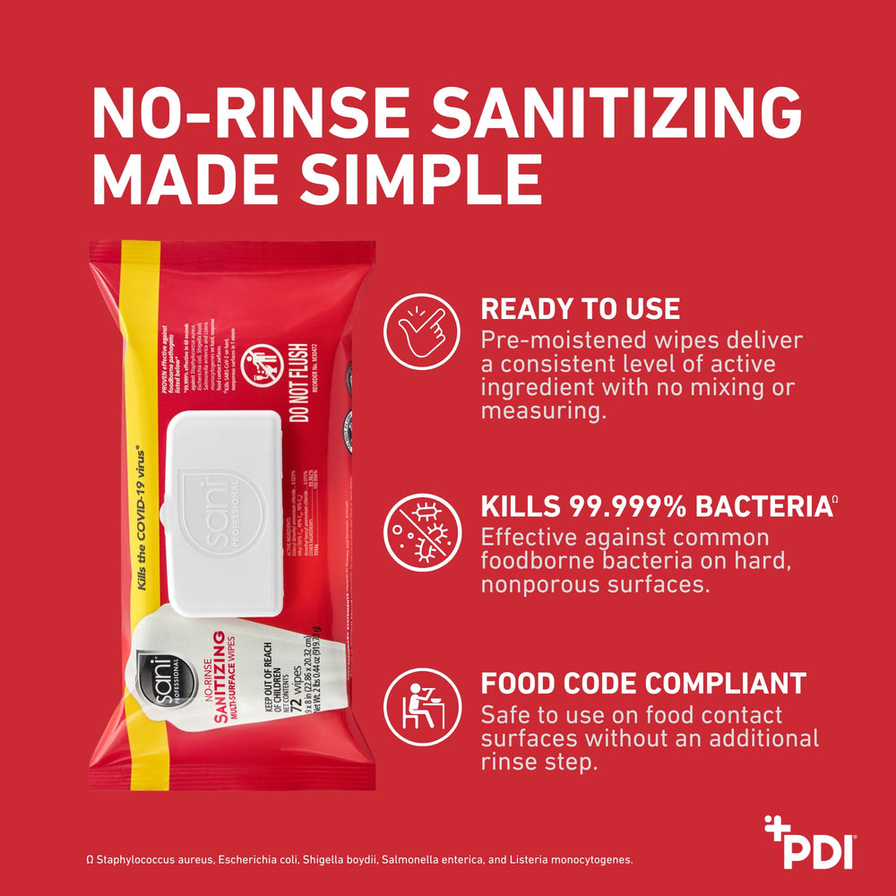 PDI Sani-Professional wipe lifts debris from a surface.