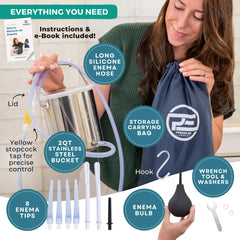 PE Premium Enema seven tips set for customizable, gentle cleansing.