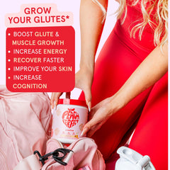 Serving scoop included with Peach Perfect creatine powder for precise measurements.