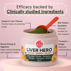 Glass of juicy orange Peach Perfect Liver Hero for daily enjoyment.