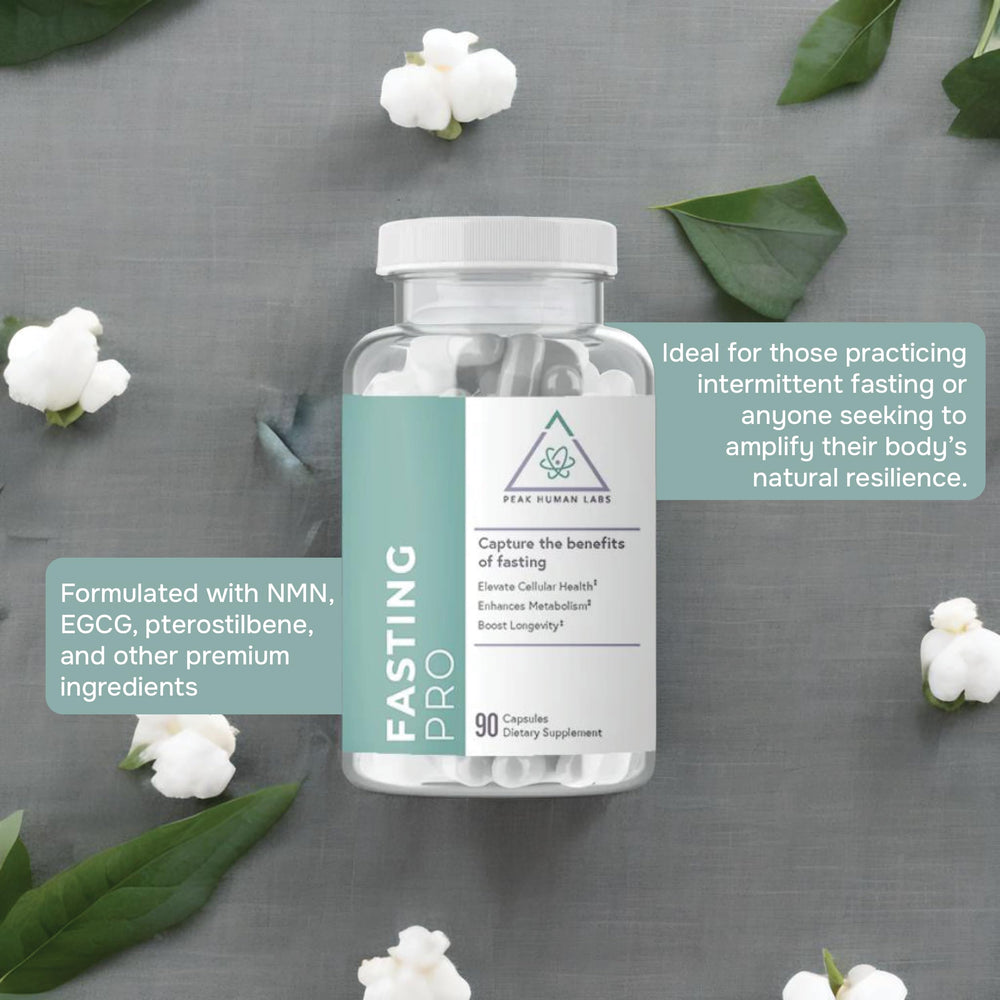 Peak Human Fasting Pro NAD label detail highlights ingredients