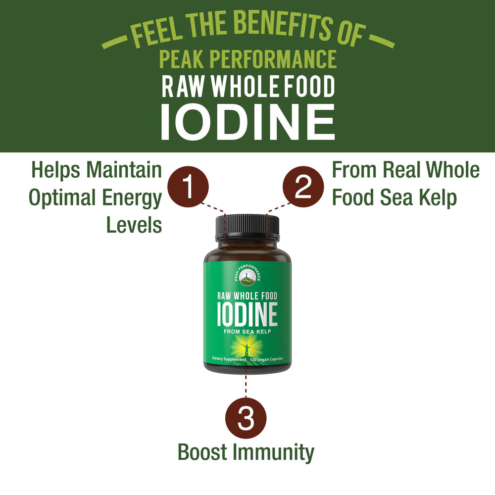 Peak Performance Ascophyllum nodosum iodine tablets in bottle