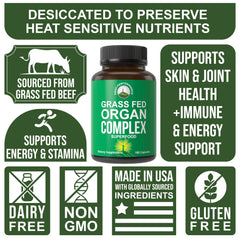 Peak Performance Beef Organ Complex kidney capsules for overall wellness.