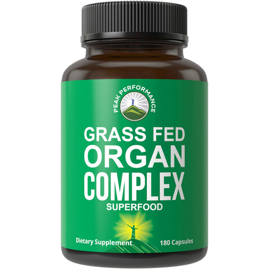 Peak Performance Beef Organ Complex liver capsules for daily nutrient support.