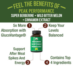 Peak Performance Berberine DHB capsules on pack, vegan formulation