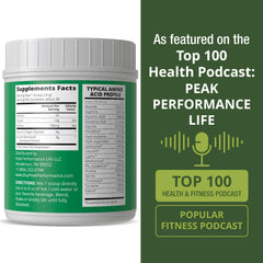 Peak Performance pouring or mixing scene shows easy integration into shakes or hot beverages.