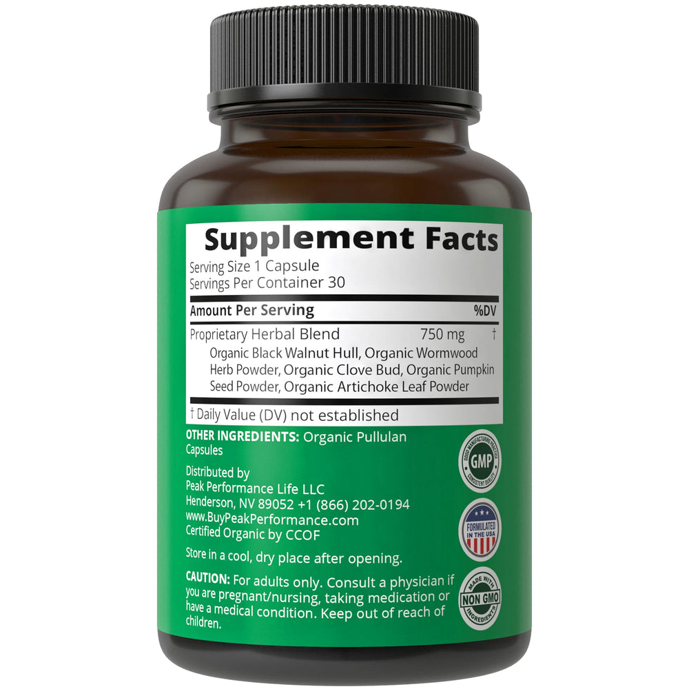 Peak Performance donation program note highlighting Vitamin Angels partnership.