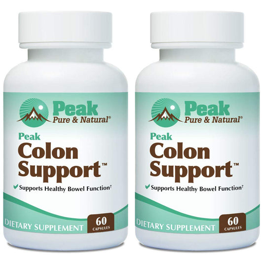 Peak Pure & Natural Colon Support bottle front promotes daily digestive balance.