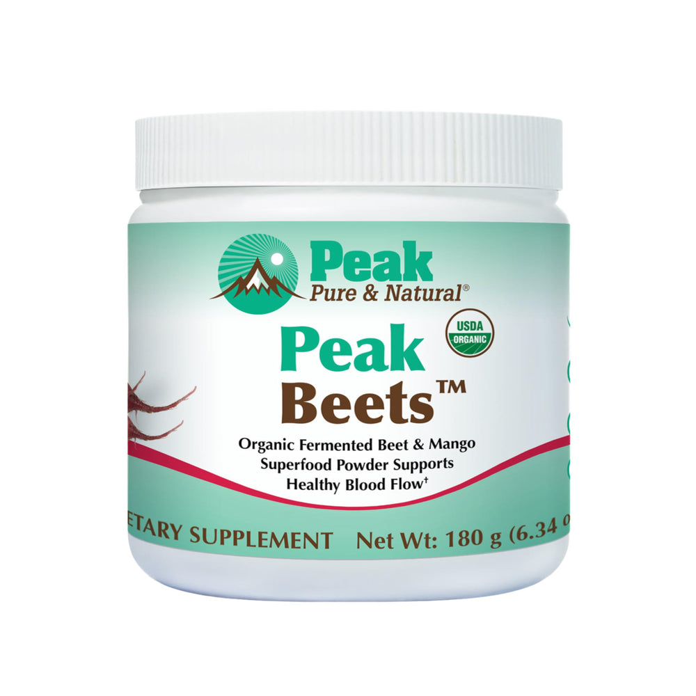 Peak Pure & Natural fermented beets canister for daily nitric oxide–supporting nutrition