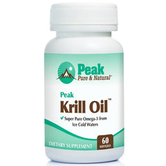 Peak Pure & Natural Peak Krill Oil softgels bottle for daily omega-3 support.