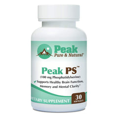 Peak Pure & Natural Peak PS bottle front view, soy-free nootropic for memory support.