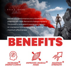 Peak Revival-X nutrition facts emphasize potency and serving size.