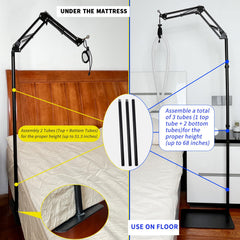 PeakBlen CPAP hose holder stand rotates 360 degrees for flexible hose direction.