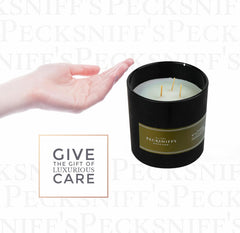 Pecksniff's 9.9oz candle fits on shelves and mantels with style.