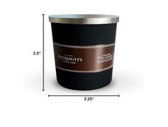 Pecksniff's Black Tall candle on a shelf complements decor and aroma