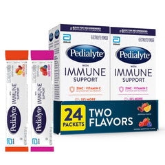 Pedialyte Immune Support fruit punch packet for on-the-go hydration.